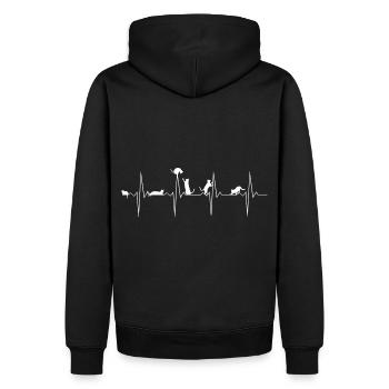 EKG Herzschlag Heartbeat Katzen & Kätzchen - Männer Premium Bio Hoodie - Schwarz - Hinten - Nico (187cm)