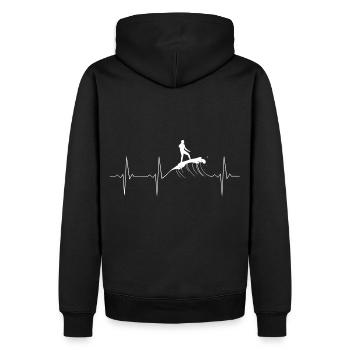 EKG Herzschlag Heartbeat Surfing Surfen - Männer Premium Bio Hoodie - Schwarz - Hinten - Nico (187cm)