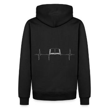 EKG Heartbeat Heartbeat livre / livres - Sweat à capuche Premium bio Homme - noir - Dos - Nico (187cm)