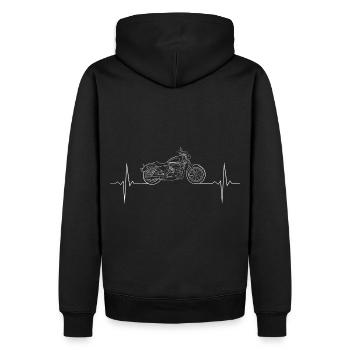 EKG Herzschlag Heartbeat Motorrad - Männer Premium Bio Hoodie - Schwarz - Hinten - Nico (187cm)
