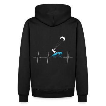 ECG Heartbeat Heartbeat Kitesurfing Wave - Men’s Premium Organic Hoodie - black - Back - Nico (187cm)
