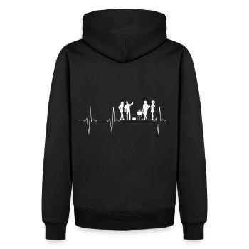 EKG Herzschlag Heartbeat BBQ Grill Party - Männer Premium Bio Hoodie - Schwarz - Hinten - Nico (187cm)
