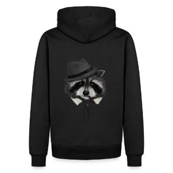 Gangster Mafia Waschbär - Männer Premium Bio Hoodie - Schwarz - Hinten - Nico (187cm)