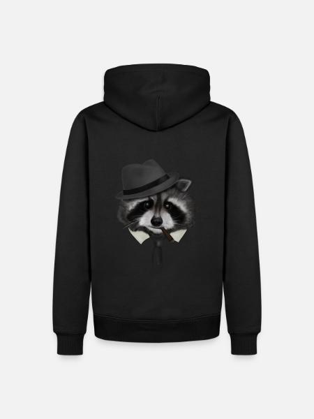 Raton laveur gangster mafia - Sweat à capuche Premium bio Homme - noir