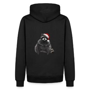 Waschbär liebt Weihnachten - Männer Premium Bio Hoodie - Schwarz - Hinten - Nico (187cm)