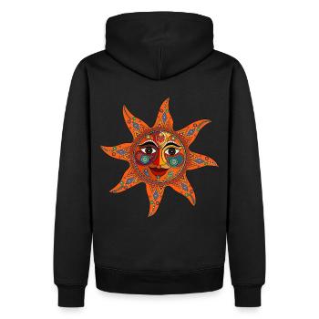 Sun Mandala / Sonne - Männer Premium Bio Hoodie - Schwarz - Hinten - Nico (187cm)