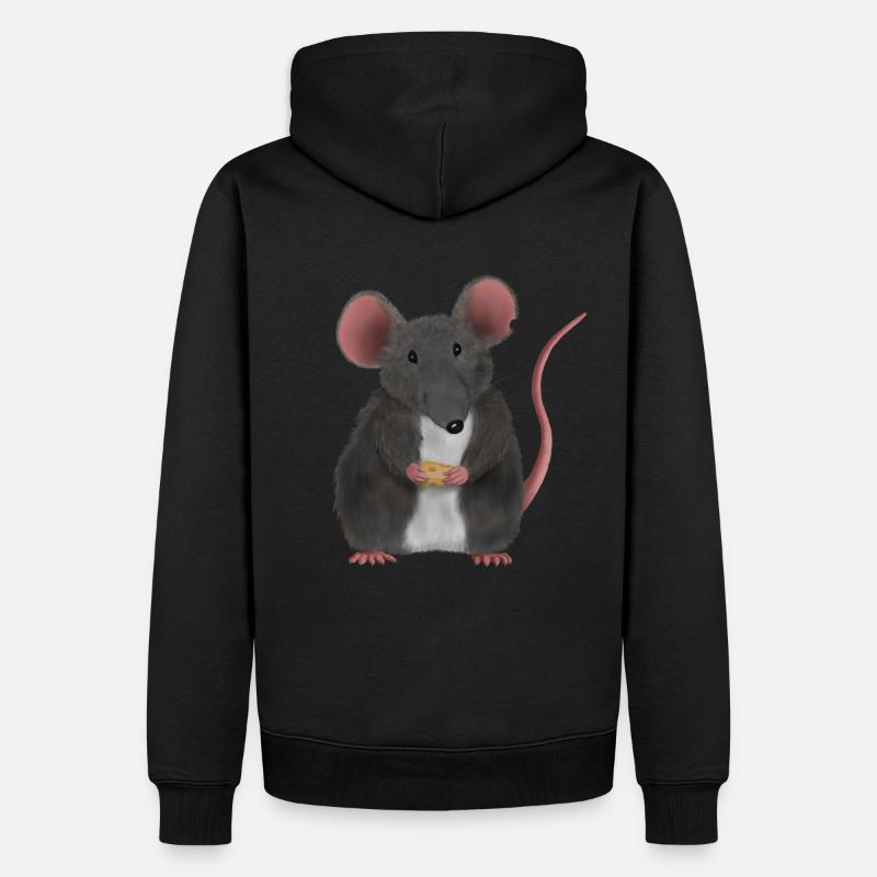 Kleine süße Maus oder Ratte - Männer Premium Bio Hoodie - Schwarz