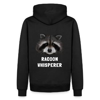 Waschbär Flüsterer & Whisperer - Männer Premium Bio Hoodie - Schwarz - Hinten - Nico (187cm)