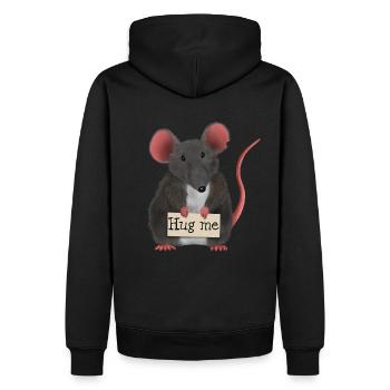 Douce souris / rat aimerait être embrassée - Sweat à capuche Premium bio Homme - noir - Dos - Nico (187cm)