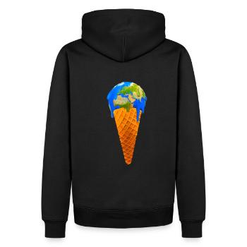 Glace au réchauffement climatique - Sweat à capuche Premium bio Homme - noir - Dos - Nico (187cm)