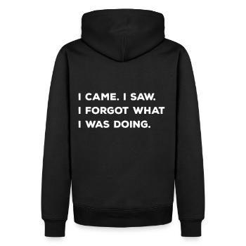 Je suis venu j'ai vu que j'ai oublié ce que je faisais - Sweat à capuche Premium bio Homme - noir - Dos - Nico (187cm)