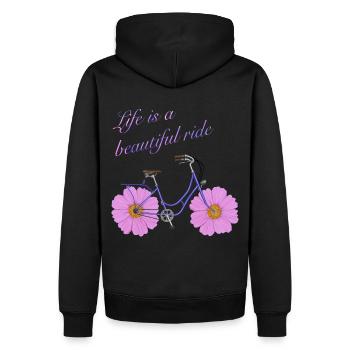 Bike with Flowers - Life is a beautiful ride - Sweat à capuche Premium bio Homme - noir - Dos - Nico (187cm)