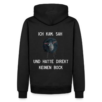 Schaf - Ich kam sah und hatte keinen Bock mehr - Männer Premium Bio Hoodie - Schwarz - Hinten - Nico (187cm)