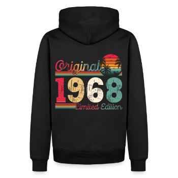 Né en 1968 55ème anniversaire Cadeau homme / femme - Sweat à capuche Premium bio Homme - noir - Dos - Nico (187cm)