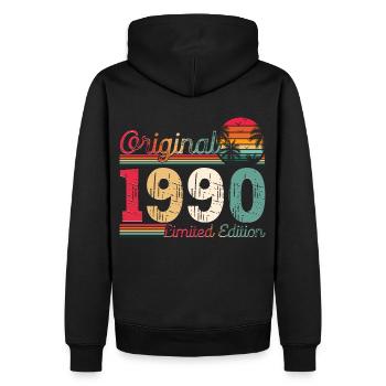 Né en 1990 33ème anniversaire Cadeau homme / femme - Sweat à capuche Premium bio Homme - noir - Dos - Nico (187cm)