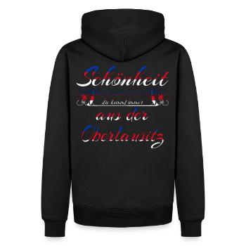 Beauté de la Haute-Lusace Drapeau bleu rouge blanc - Sweat à capuche Premium bio Homme - noir - Dos - Nico (187cm)