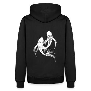 Fisch Fische Asien Japan Kinder Kind - Männer Premium Bio Hoodie - Schwarz - Hinten - Nico (187cm)