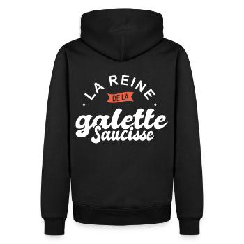 reine la galette saucisse breton bretagne cuisine - Sweat à capuche Premium bio Homme - noir - Dos - Nico (187cm)