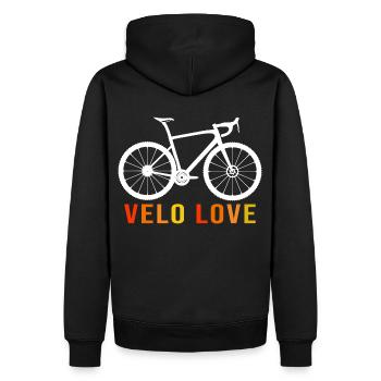 Velolove Bike Love Radfahren - Männer Premium Bio Hoodie - Schwarz - Hinten - Nico (187cm)