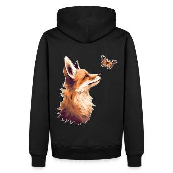 Fox with butterfly - Men’s Premium Organic Hoodie - black - Back - Nico (187cm)