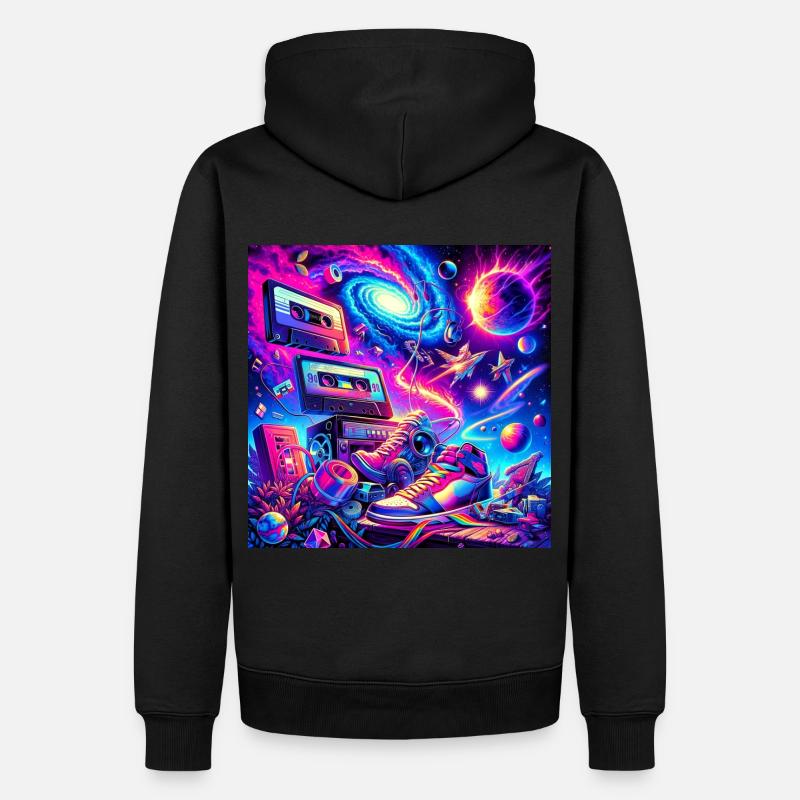 90s space - Männer Premium Bio Hoodie - Schwarz