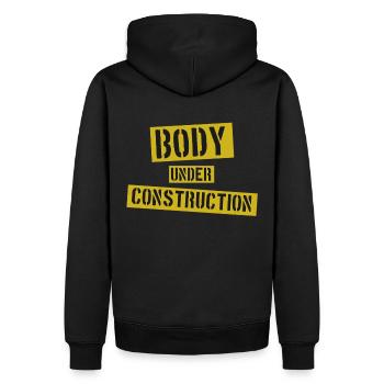 Body under Construction - Männer Premium Bio Hoodie - Schwarz - Hinten - Nico (187cm)