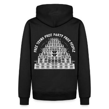 Free Tekno Free Party Free People - Sweat à capuche Premium bio Homme - noir - Dos - Nico (187cm)