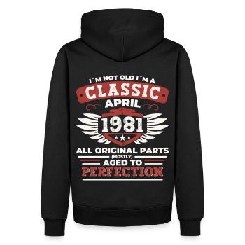 Geburtstag Klassiker Jahrgang 1981 April - Vintage - Männer Premium Bio Hoodie - Schwarz - Hinten - Nico (187cm)