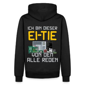 Computer PC Techniker IT Ei-Tie Spezialist - Männer Premium Bio Hoodie - Schwarz - Hinten - Nico (187cm)