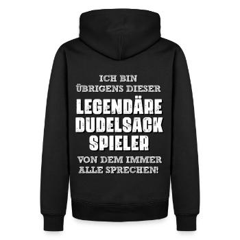 Der Legendärer Dudelsackspieler - Männer Premium Bio Hoodie - Schwarz - Hinten - Nico (187cm)