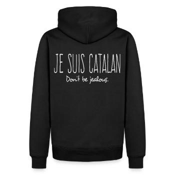 je suis catalan cadeau homme femme humour catalan - Sweat à capuche Premium bio Homme - noir - Dos - Nico (187cm)