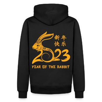 Frohes chinesisches Jahr 2023 Jahr der Hasengeschenke - Männer Premium Bio Hoodie - Schwarz - Hinten - Nico (187cm)