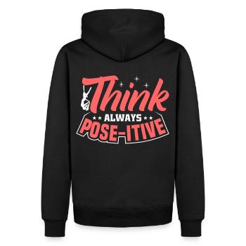 Aerial Silk / Aerial Yoga / Luftakrobatik Designs - Männer Premium Bio Hoodie - Schwarz - Hinten - Nico (187cm)