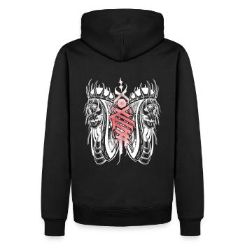 Gothic-Schädel im Negativstil - Männer Premium Bio Hoodie - Schwarz - Hinten - Nico (187cm)