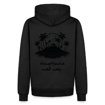 Hauptsache Weit Weg - dunkel - Männer Premium Bio Hoodie - Schwarz - Hinten - Nico (187cm)