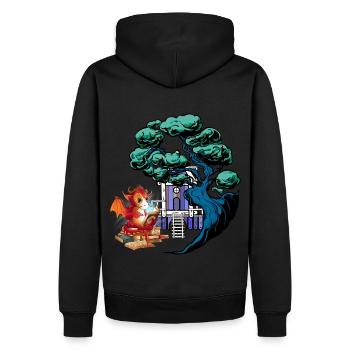 magic, dragon, dragon, mythical creature, fable, magic, child - Men’s Premium Organic Hoodie - black - Back - Nico (187cm)