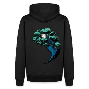 Cat, Tree, Cats, Child, Fantasy - Men’s Premium Organic Hoodie - black - Back - Nico (187cm)