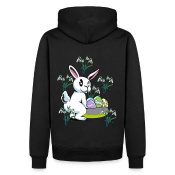 Fleurs de perce-neige de printemps Lapin de Pâques - Sweat à capuche Premium bio Homme - noir - Dos - Nico (187cm)