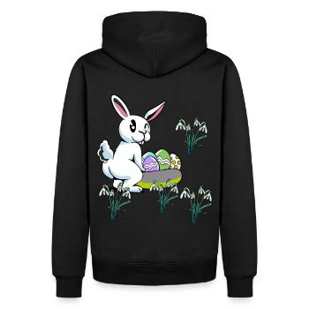 Kind Kinder Kleinkind Baby Ostern Eier Hase Blumen - Männer Premium Bio Hoodie - Schwarz - Hinten - Nico (187cm)