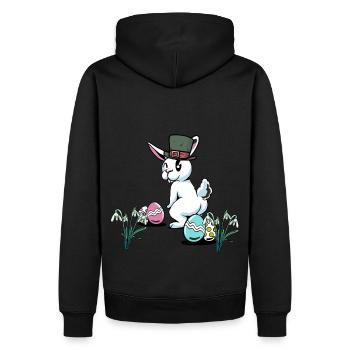 Lapin de Pâques Pâques Festival de Pâques Oeufs de Pâques Nid Enfant - Sweat à capuche Premium bio Homme - noir - Dos - Nico (187cm)