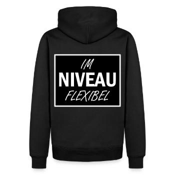 Lustiger Spruch Niveau - Männer Premium Bio Hoodie - Schwarz - Hinten - Nico (187cm)