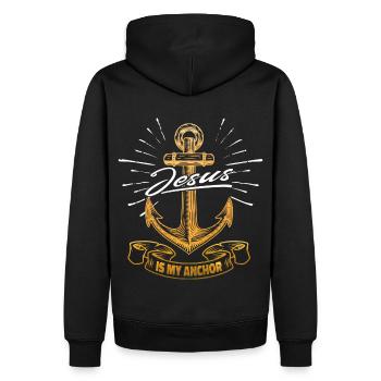 Jésus-Christ est mon point d’ancrage - motif chrétien - Sweat à capuche Premium bio Homme - noir - Dos - Nico (187cm)