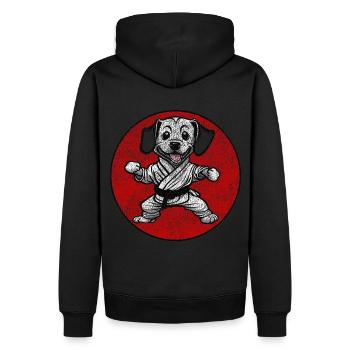 Chien d’occasion en costume de karaté judo - Sweat à capuche Premium bio Homme - noir - Dos - Nico (187cm)