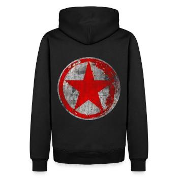 Sévère gauche contre droite rouge politique - Sweat à capuche Premium bio Homme - noir - Dos - Nico (187cm)