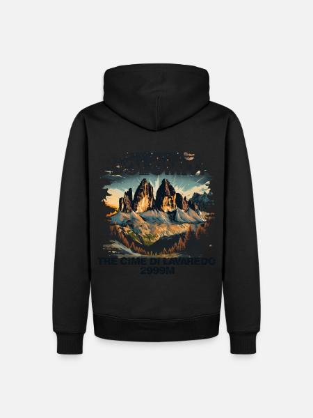 Tre Cime di Lavaredo Dolomiti Tre Cime di Lavaredo - Felpa con cappuccio ecologica premium da uomo - nero