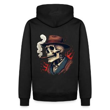 Skeleton smoking a cigar - Men’s Premium Organic Hoodie - black - Back - Nico (187cm)