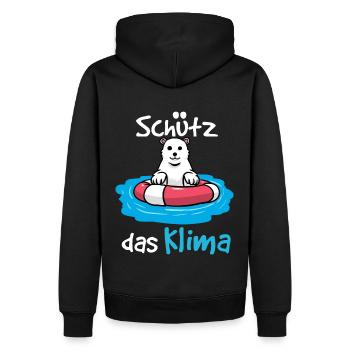 Schützt das Klima Eisbär Baby Comic Cartoon - Männer Premium Bio Hoodie - Schwarz - Hinten - Nico (187cm)