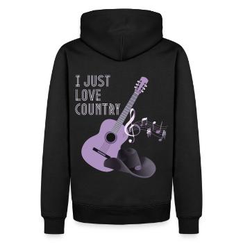 Country Music Rengaine, Country Guitare - Sweat à capuche Premium bio Homme - noir - Dos - Nico (187cm)