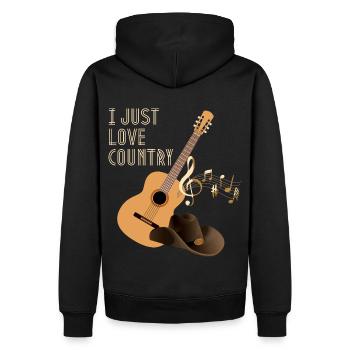 Country Music Rengaine, Country Guitare - Sweat à capuche Premium bio Homme - noir - Dos - Nico (187cm)