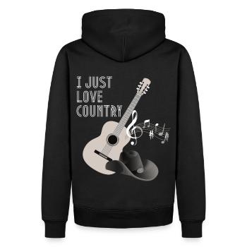 Country Music Rengaine, Country Guitare - Sweat à capuche Premium bio Homme - noir - Dos - Nico (187cm)